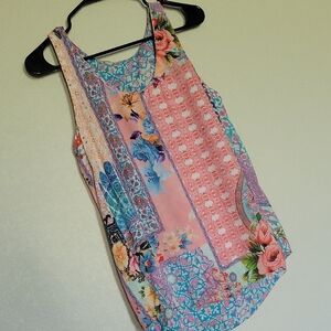 Reversible Pink and Blue Floral Tank Top
